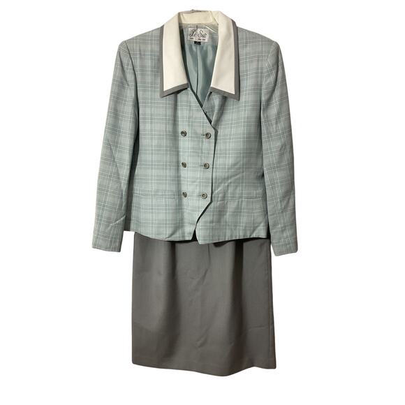 Le Suit 2PC Skirt Suit Women’s 12 Plaid Blazer & Matching Skirt Excellent - Picture 3 of 9